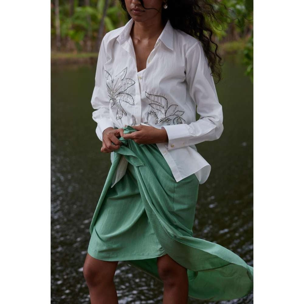 Twinkle Hanspal 3D Hand Embroidered Shirt