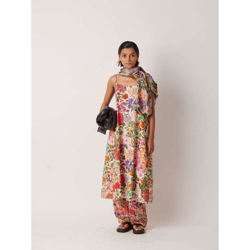 YAVI Women's Imfy Floral & Printed White Kurta