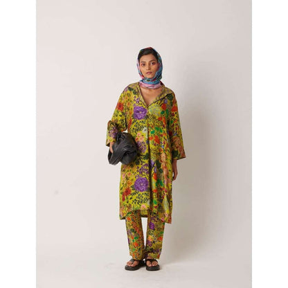 YAVI Women's Betty Floral & Printed Green Kurta