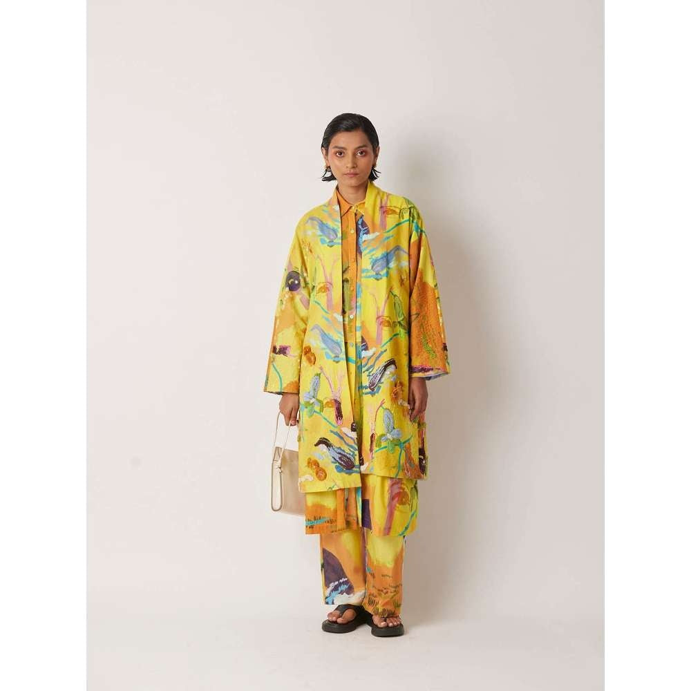 YAVI Women's Barbi Printed Yellow Jacket