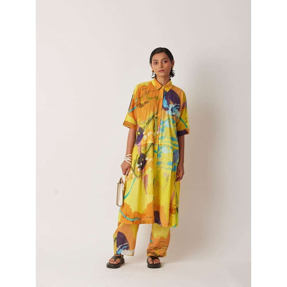 YAVI Women's Barbi Printed Yellow Pant