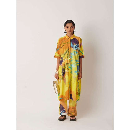 YAVI Women's Barbi Printed Yellow Pant