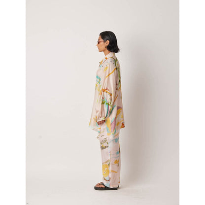 YAVI Women's Iwoa Printed Off White Pant