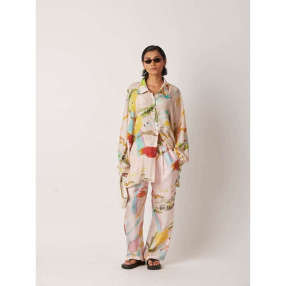 YAVI Women's Iwoa Printed Cream Shirt