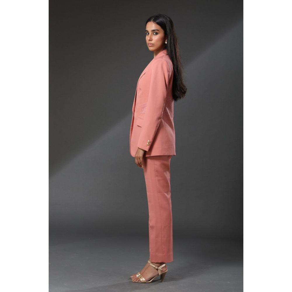Zeefaa Burnt Coral Lace Blazer