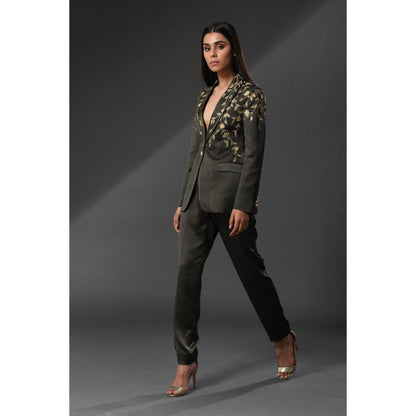 Zeefaa Midnight French Floral Blazer