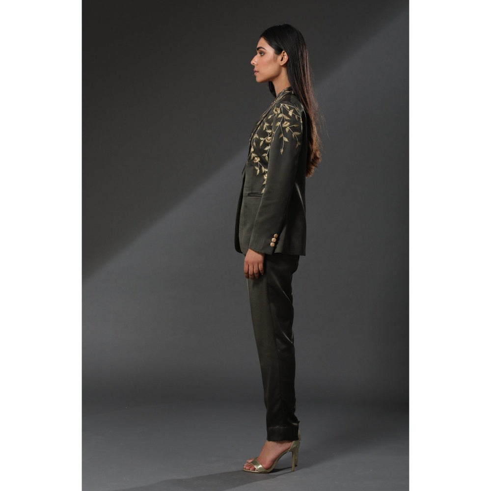 Zeefaa Midnight French Solid Trousers