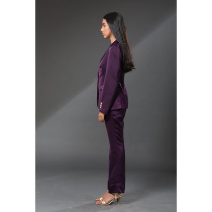 Zeefaa British Wine Purple Blazer