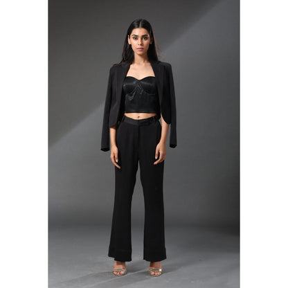 Zeefaa Hawaiin Crepe Flared Trousers