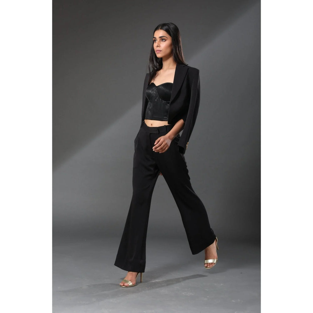 Zeefaa Hawaiin Crepe Flared Trousers