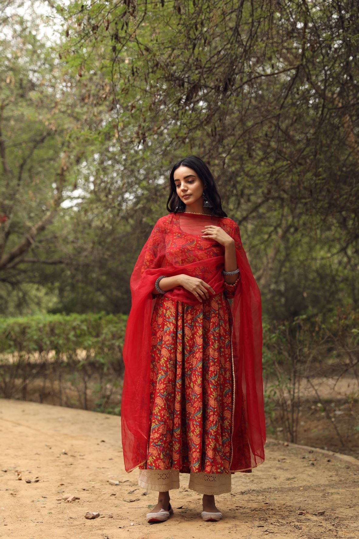 Sufi Red Anarkali Set